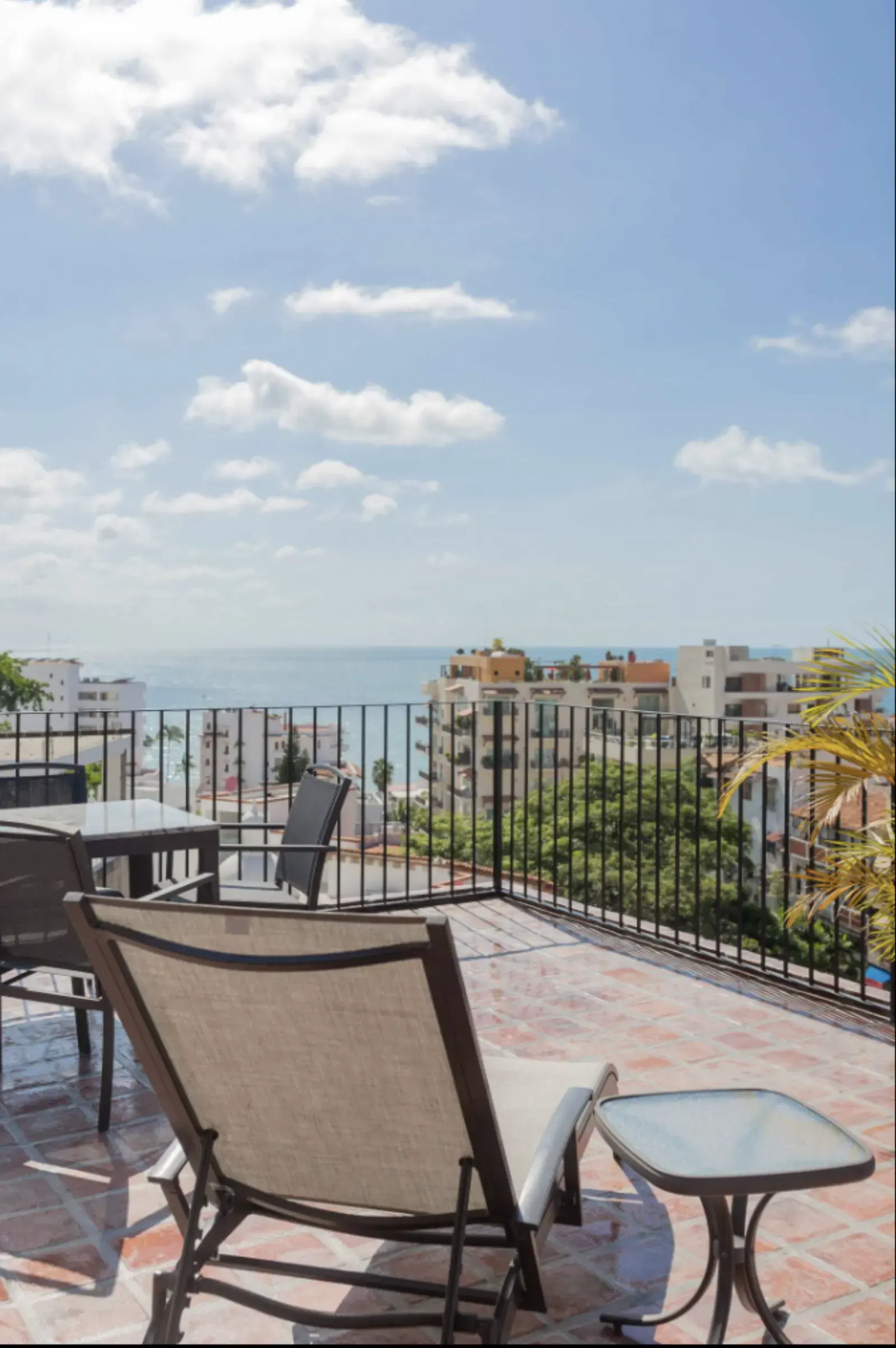 Rooftop with ocean and city view